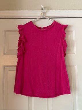 Crown & Ivy Fuchsia Ruffle Sleeve Top